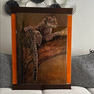Leopard Wall Art with Brown and Orange Accents